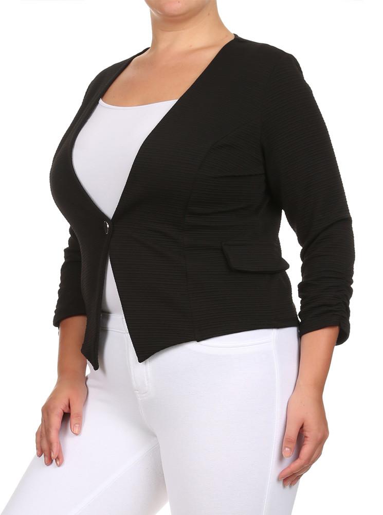 Plus Size City Nights Ribbed Black Jacket