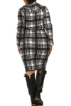 Plus Size Plaid Knit Cowl Neck Dress