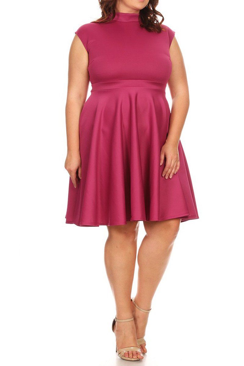 Plus Size Cap Sleeves  Fit And Flare Dress