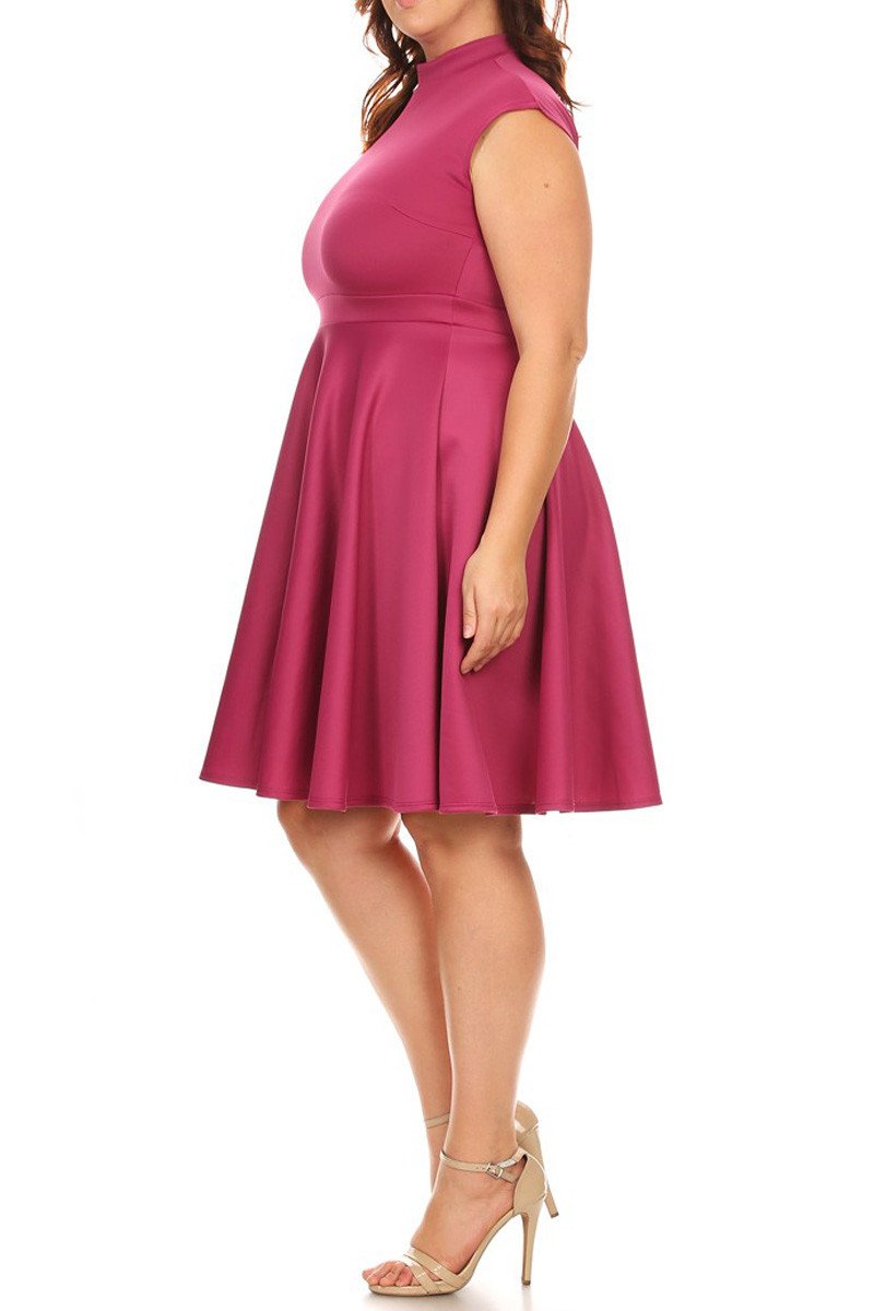 Plus Size Cap Sleeves  Fit And Flare Dress