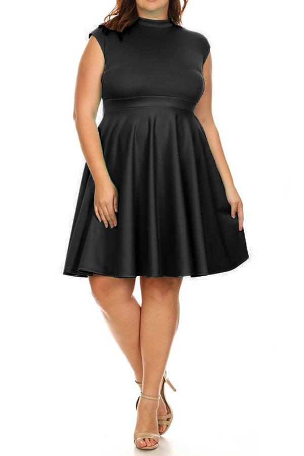 Plus Size Cap Sleeves  Fit And Flare Dress