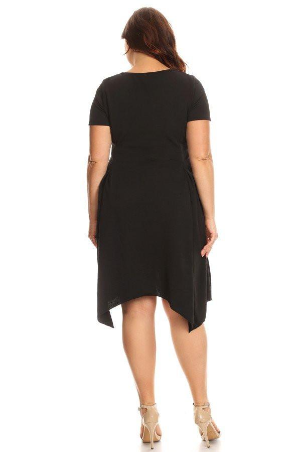 Plus Size Solid Midi Dress In A Fit And Flare Style With A Round Neck