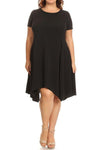 Plus Size Solid Midi Dress In A Fit And Flare Style With A Round Neck