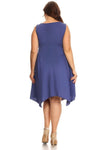 Plus Size Solid Midi Dress In A Fit And Flare Style With A Round Neck