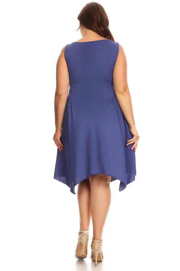 Plus Size Solid Midi Dress In A Fit And Flare Style With A Round Neck