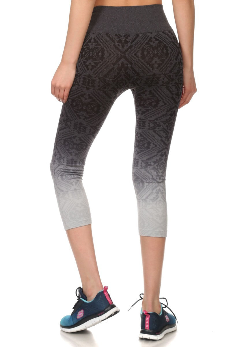 Tribal Ombre Print Cropped Leggings