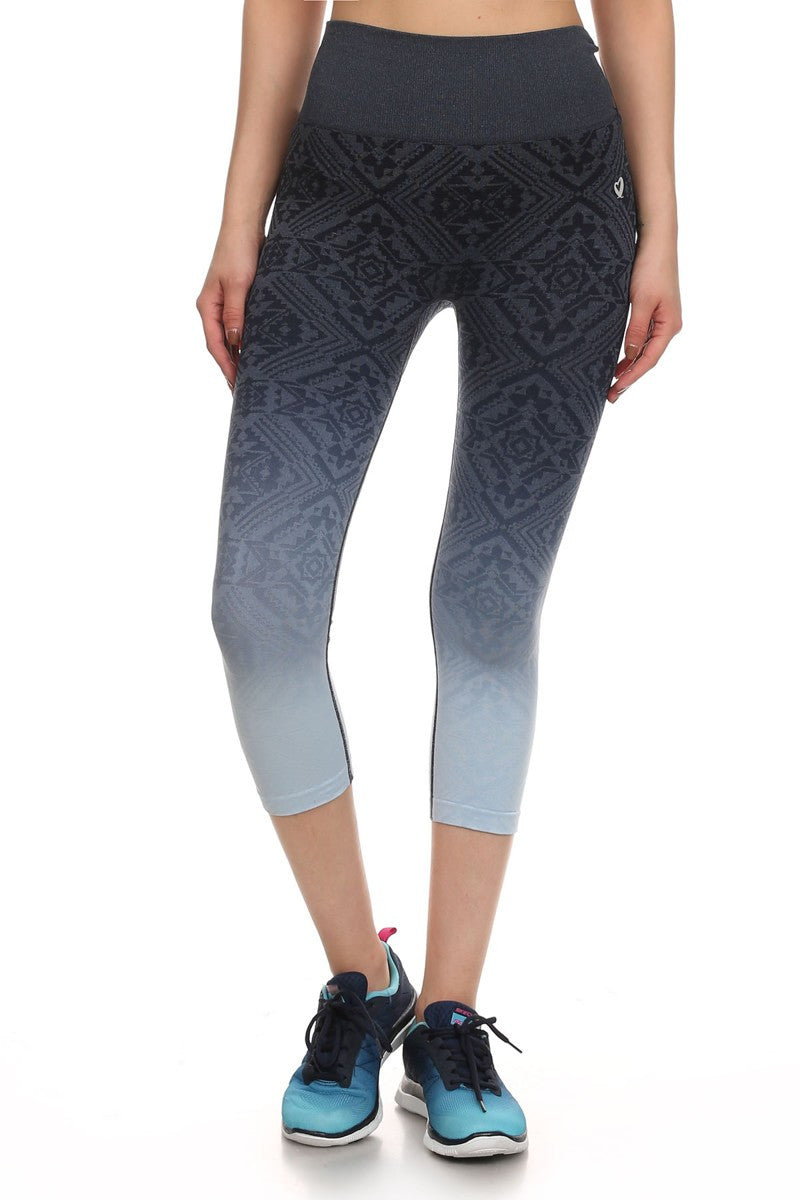 Tribal Ombre Print Cropped Leggings