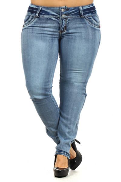 Plus Size COLOMBIAN Booty Lifter Embroidered Pockets Denim Jeans