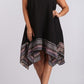 Plus Size Solid Sleeveless Midi Dress With Paisley Printed - Black