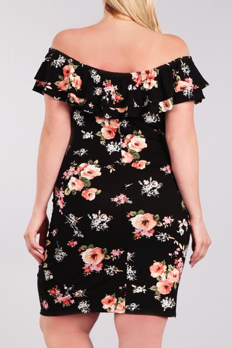 Plus Size Off Shoulder Floral Summer Dress [SALE]