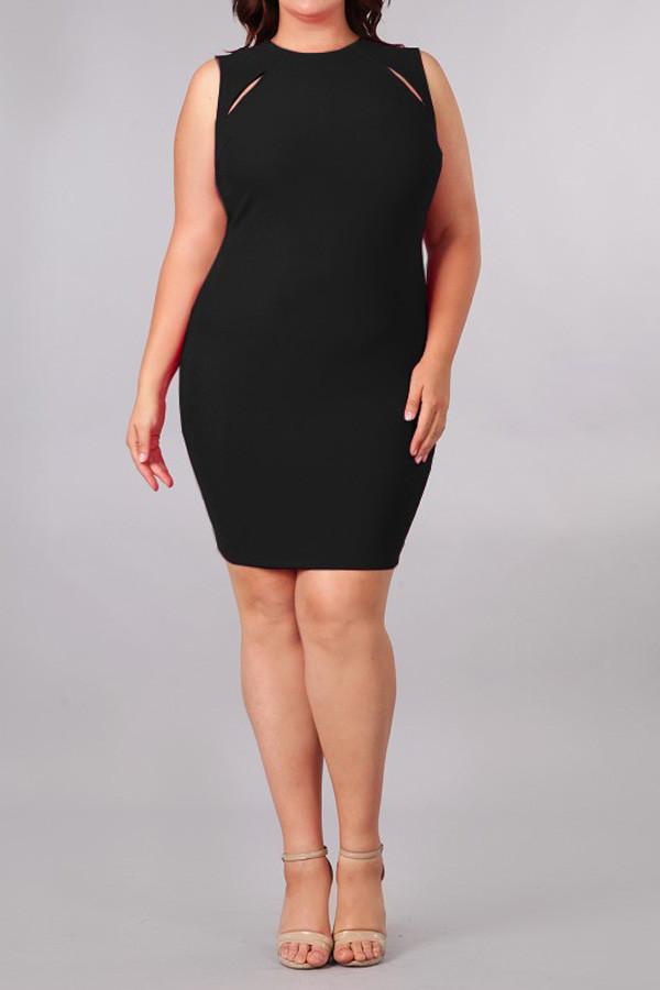 Plus Size Slit Accent Neckline Bodycon Dress