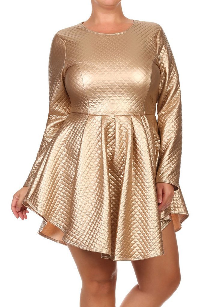 Plus Size Diamond Gal Faux Leather Skater Dress