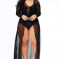 Plus Size Luxury Long Sleeve Mesh Cover Up