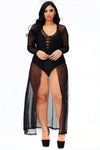 Plus Size Luxury Long Sleeve Mesh Cover Up