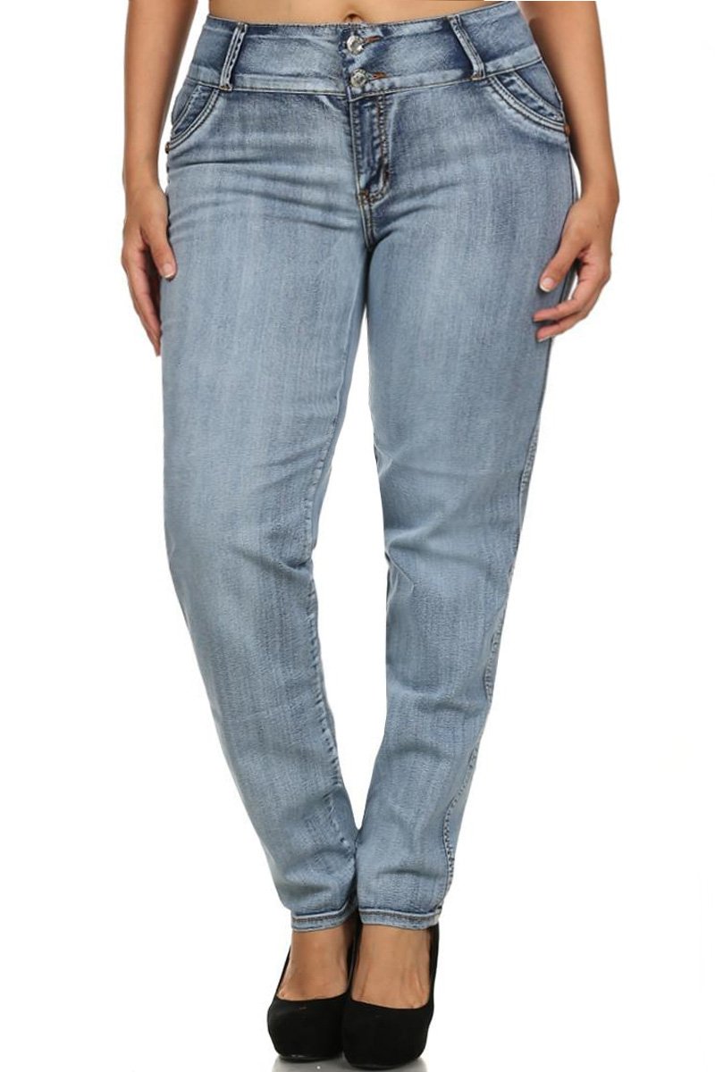 Plus Size Designer Pockets Booty Lifter Denim Jeans