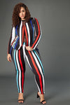 Plus Size Striped Suit Set