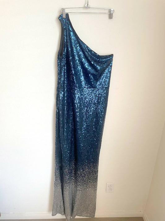 Sparkly bedazzled One shoulder maxi dress
