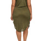 Plus Size Sleeveless Cowl Neck Crescent Hem Olive Dress