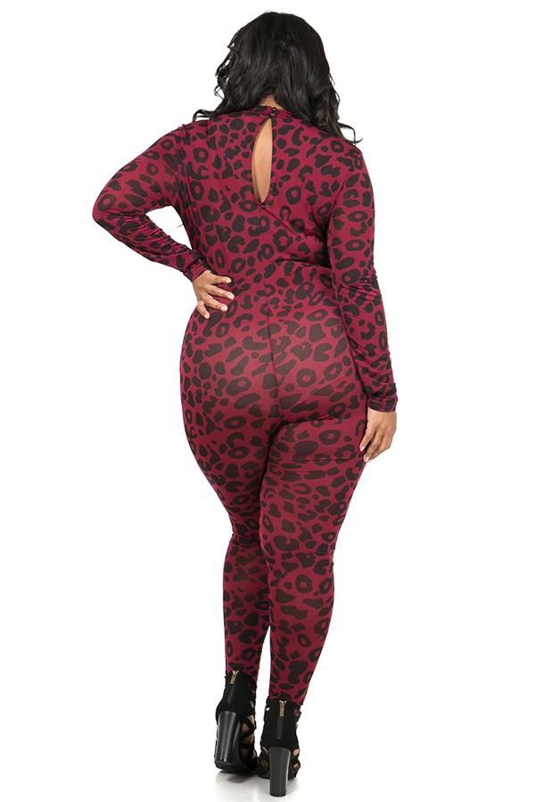 Plus Size Leopard Print Sexy Cat Jumpsuit