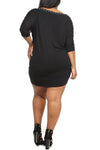 Plus Size Lace Up Sleeves Mini Dress