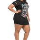 Plus Size Slashed Rockstar Print Top T-Shirt Dress