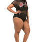 Plus Size Mesh Bodysuit With Flower Patch