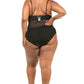Plus Size Piping Detailed Mesh Bodysuit - Black