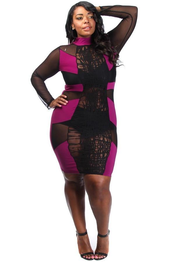 Plus Size Girls Night Club Sequin Panel Tube Dress