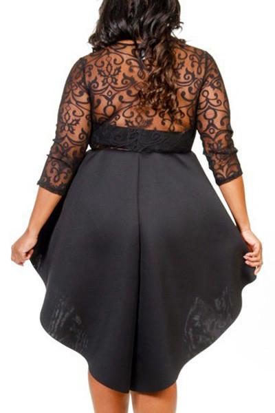 Plus Size Gothic Design & Ponti Skater Mini Dress - Black