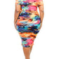 Plus Size Watercolor Tropical Off Shoulder Tube Dress - Multi
