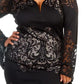 Plus Size Lacey Layered Fitted Dress - Black