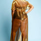 Plus Size Metallic Cocktail Long Sheer Robe