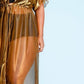 Plus Size Metallic Cocktail Long Sheer Robe