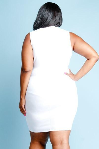 Plus Size Classy Chic Tie Up Waist Bodycon Dress