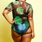 Plus Size Tropical Summer Hot Mesh Bodysuit
