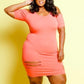 Plus Size Summer Vibes Sliced Cut Out Solid Dress