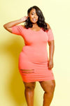 Plus Size Summer Vibes Sliced Cut Out Solid Dress