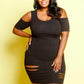 Plus Size Summer Vibes Sliced Cut Out Solid Dress