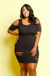 Plus Size Summer Vibes Sliced Cut Out Solid Dress