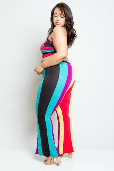 Plus Size Colorful Striped Two Piece Set [SALE]