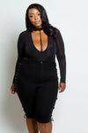 Plus Size Choker Neckline Mesh Bodysuit