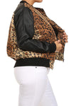 Plus Size Hot Leopard Leather Sleeve Jacket