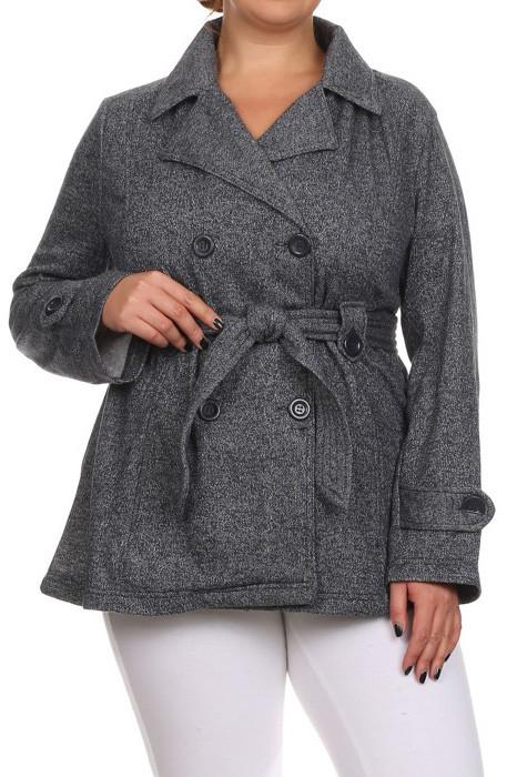 Plus Size Melange French Terry Jacket