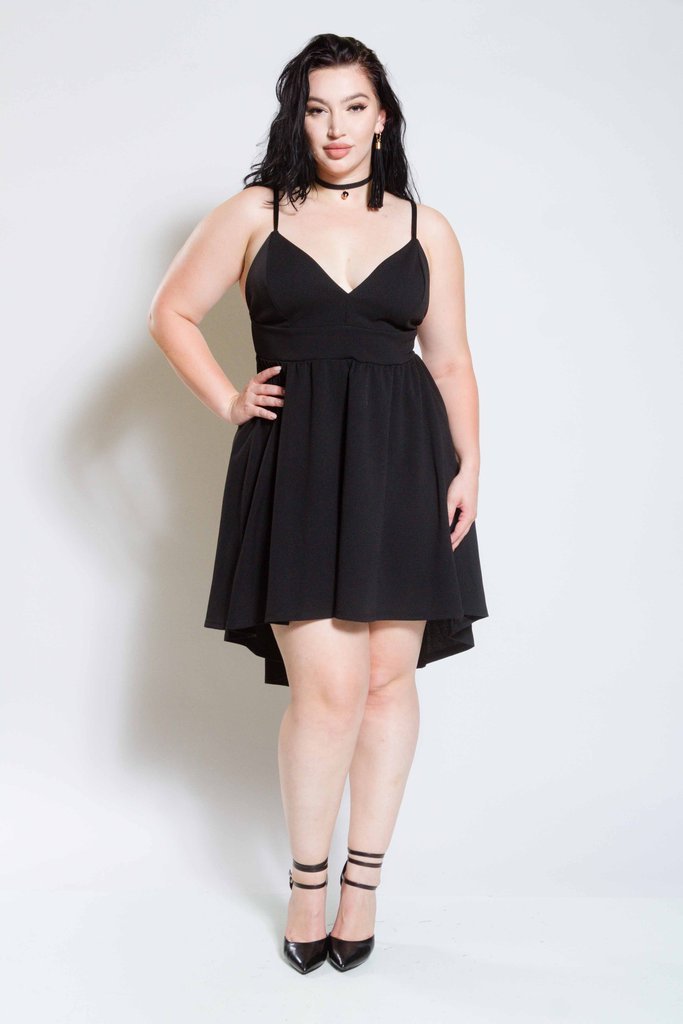 Plus Size Plunged Skater Dress