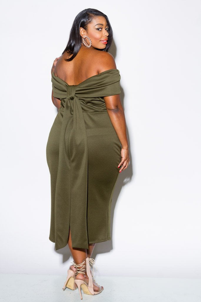 Plus Size Sexy Off Shoulder Fold Over Dress