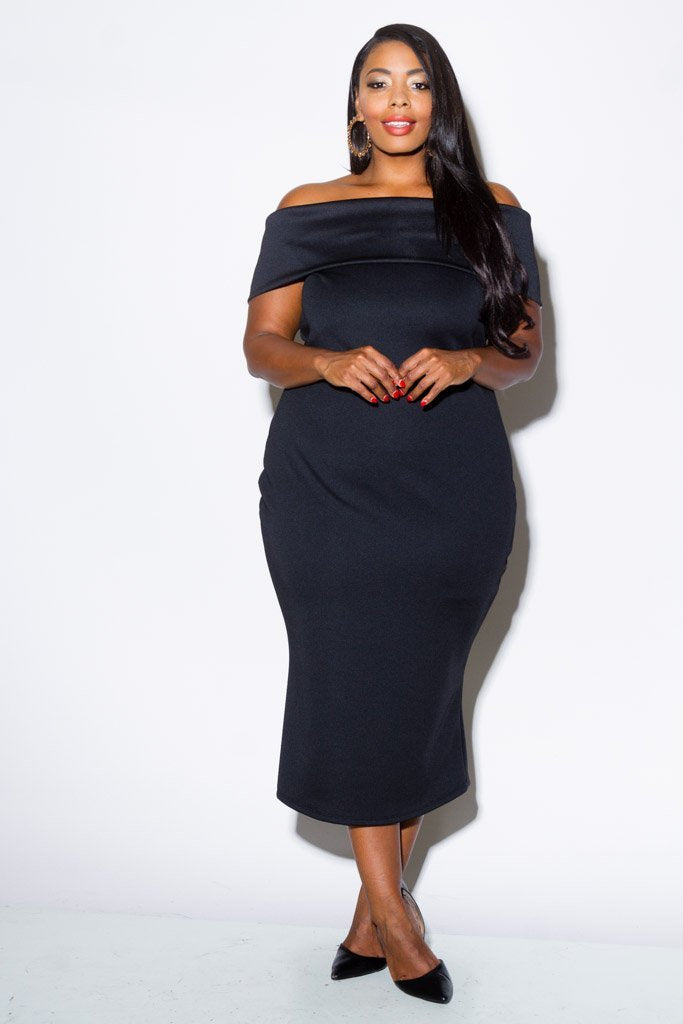 Plus Size Sexy Off Shoulder Fold Over Dress