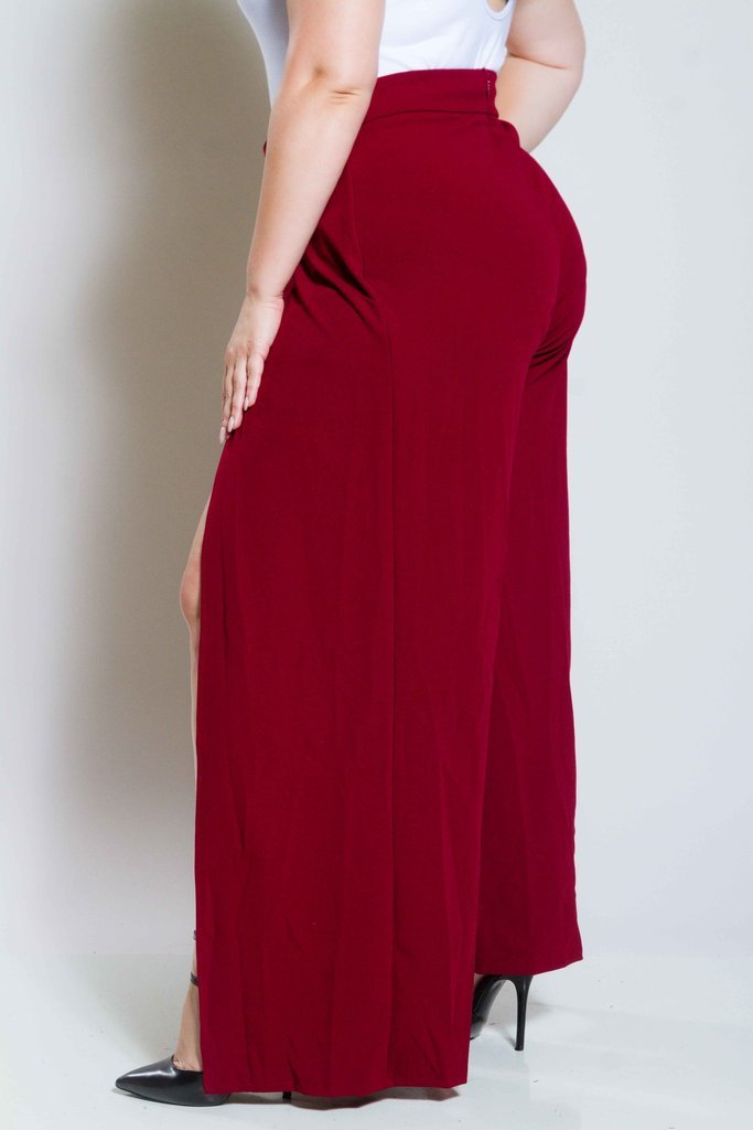 Plus Size Slit Palazzo Maxi Pants