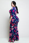 Plus Size Surplice Rose Maxi Dress