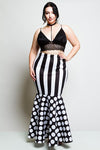 Plus Size Mixed Pattern Showstopper Mermaid Maxi Skirt