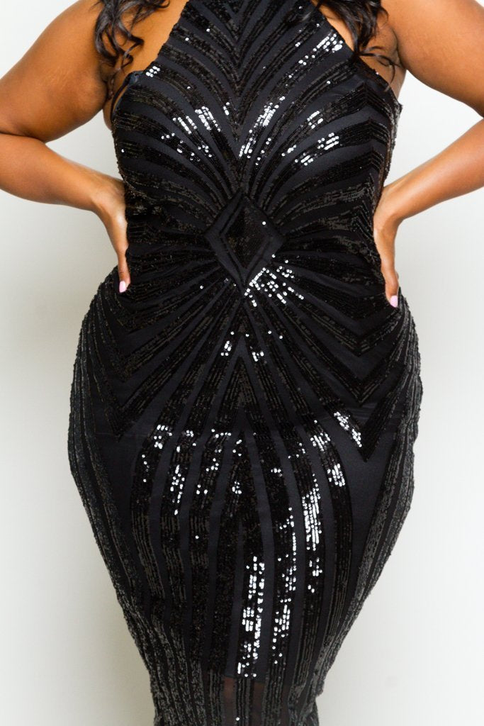 Plus Size Diamond Sparkling Sequin Dress
